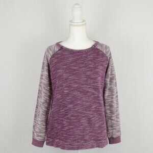 Champion Women's Medium Purple White Cotton Scoop Neck Raglan Sleeve Sweatshirt